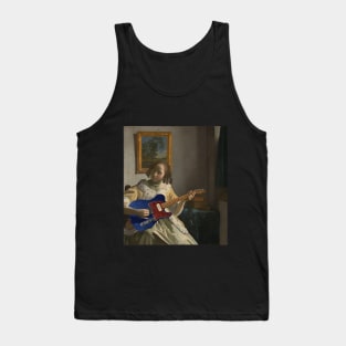 Girl with Guitar - Moody Maximalism Oil Painting Tank Top